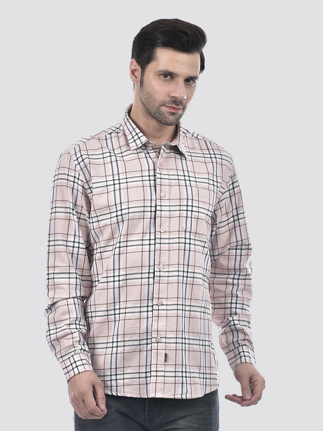 Numero Uno Men Checkered Pink Shirt